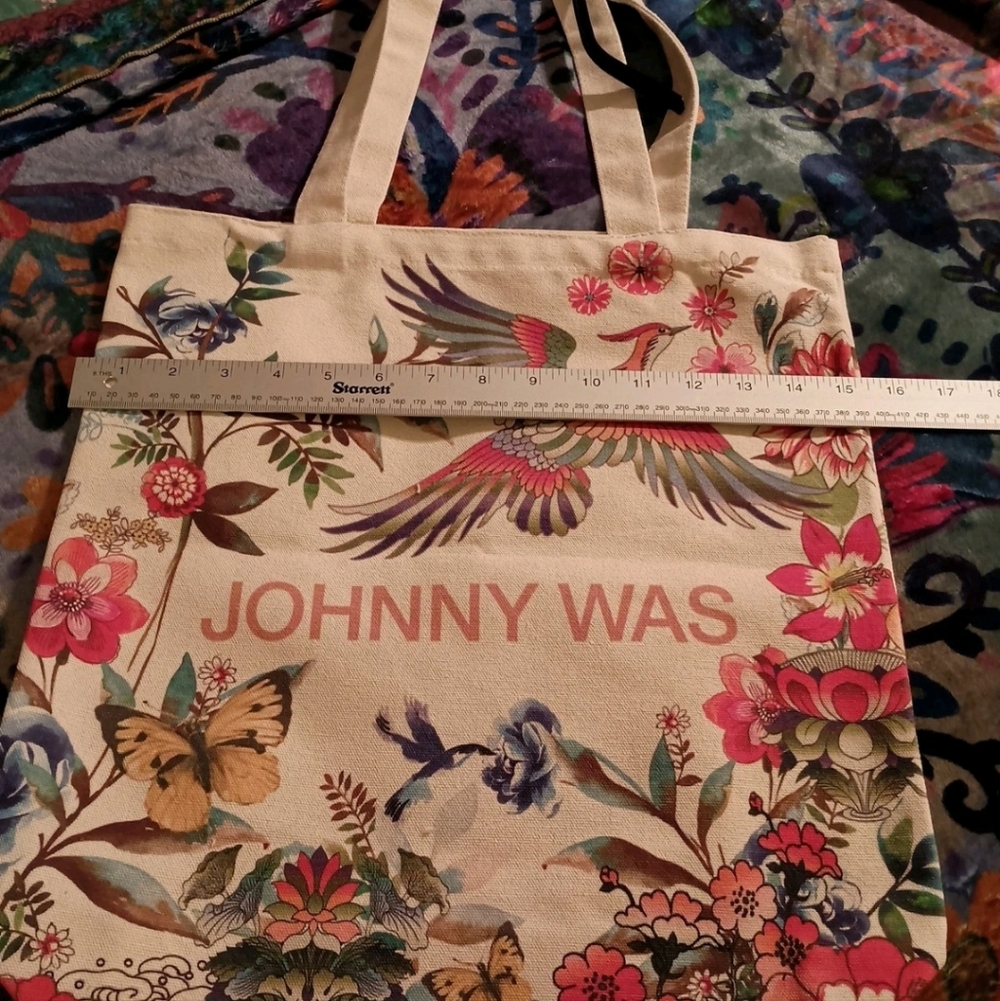 Johnny Was Canvas Reusable Tote Dreamer Phoenix Boho Floral Print